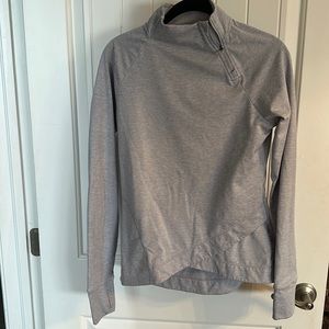 Asymmetric hem/zipper mock turtle neck